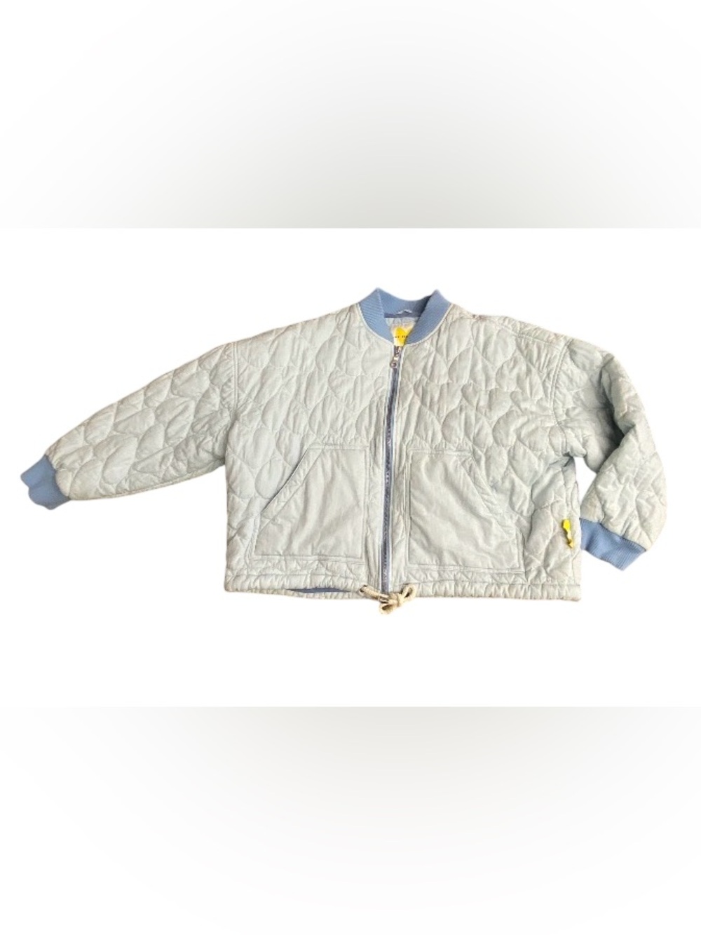 Kerri Rosenthal Light Blue Quilted Heart Bomber Jacket Size Large